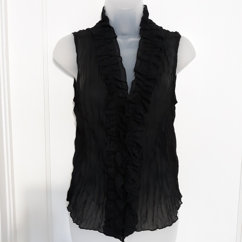JAIPUR Vintage Y2K Black Sheer Sleeveless Top Medium